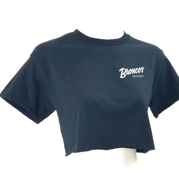 DENVER BRONCOS Double Script Retro Logo "Cropped" Crop Top Football Tee y2k 90s - Picture 2 of 6